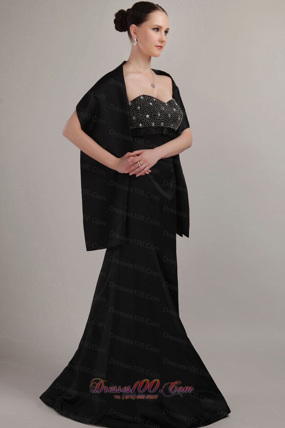 Matching Shawl Column Beadwork Mother Bride Dress