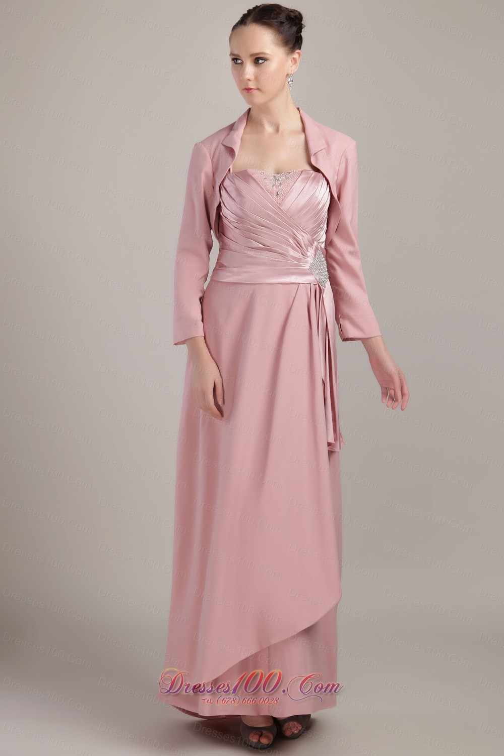 Wide Straps Column / Sheath Beading Mother Bride Dress