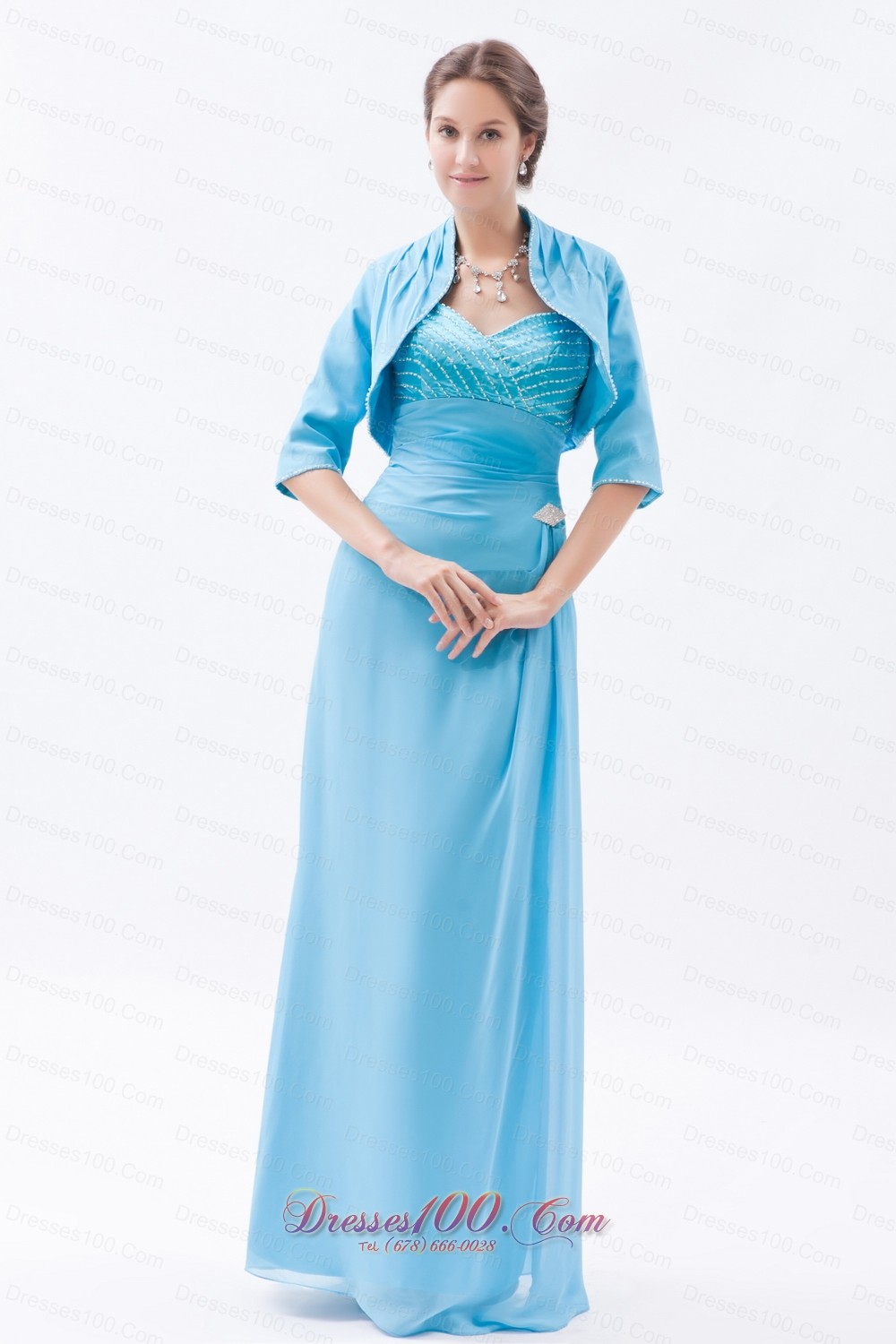 Beading Pattern Straps Column Prom Evening Dress