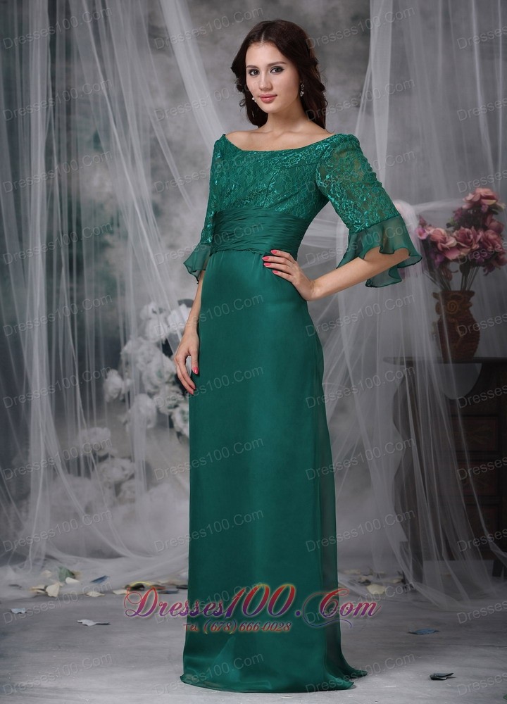 Half Sleeves Flounced Scoop Mother of Bride Dress