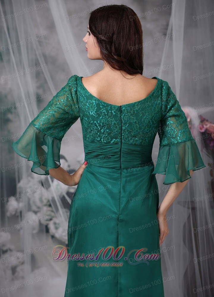 Half Sleeves Flounced Scoop Mother of Bride Dress