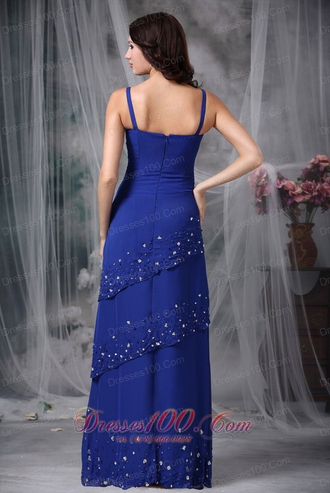Blue Mother Of The Bride Dress Straps Appliques