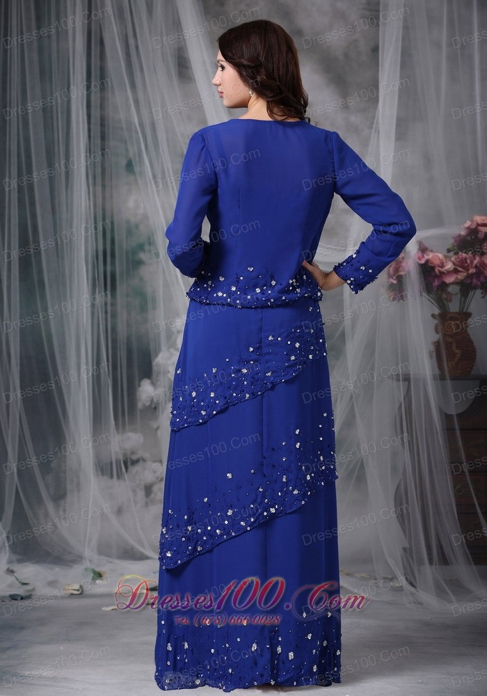 Blue Mother Of The Bride Dress Straps Appliques