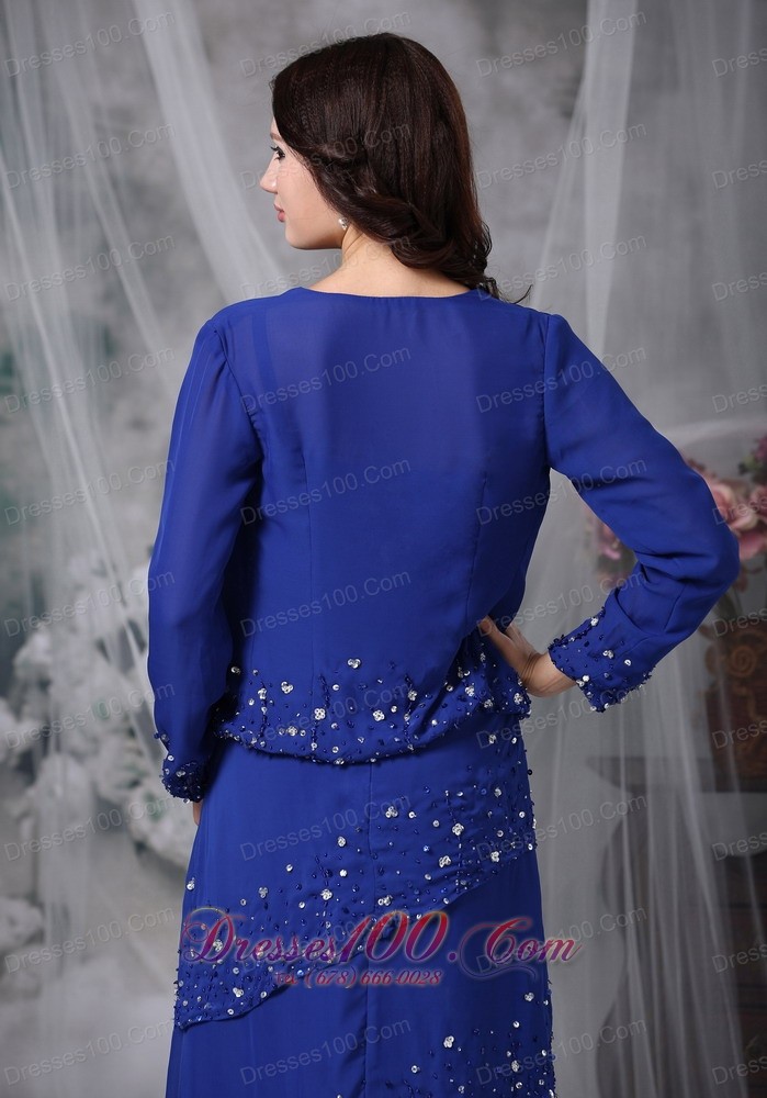 Blue Mother Of The Bride Dress Straps Appliques