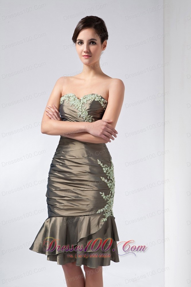 2013 Mother Dress Olive Green Column Appliques