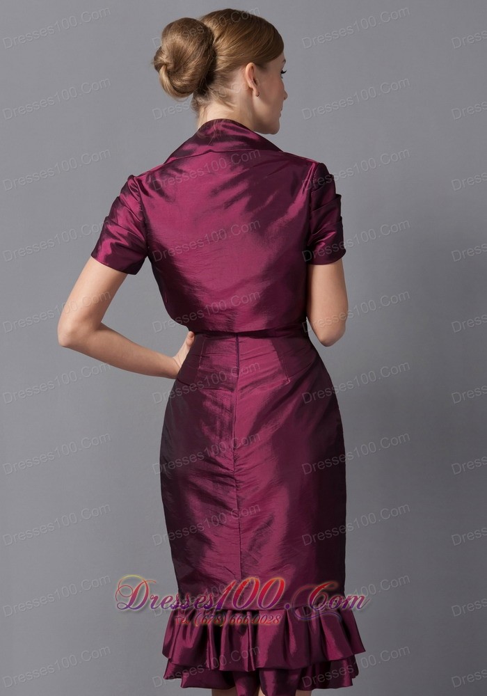 Burgundy Mother Dress Straps Jacket Matching