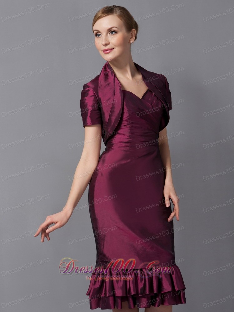 Burgundy Mother Dress Straps Jacket Matching