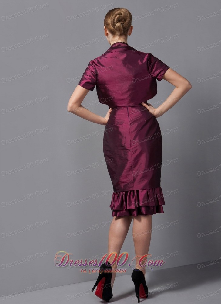Burgundy Mother Dress Straps Jacket Matching