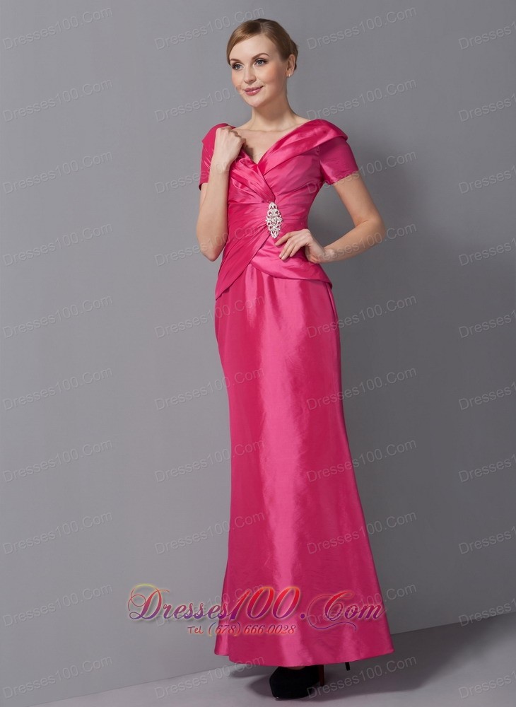 Customize Hot Pink Mother Dress V-neck
