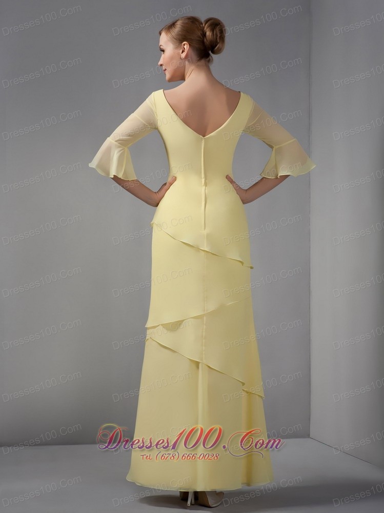 Discount Yellow Mother Dress Column V-neck