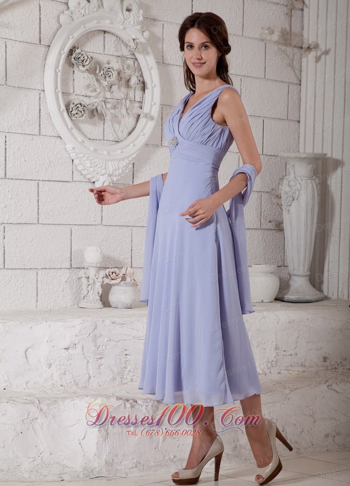 Lilac Mother Of The Bride Dress Under 100 V-neck