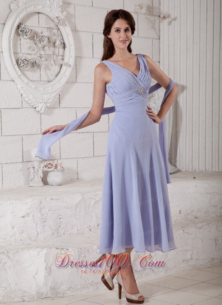 Lilac Mother Of The Bride Dress Under 100 V-neck