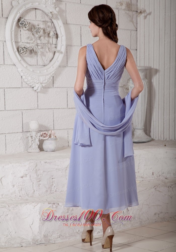 Lilac Mother Of The Bride Dress Under 100 V-neck