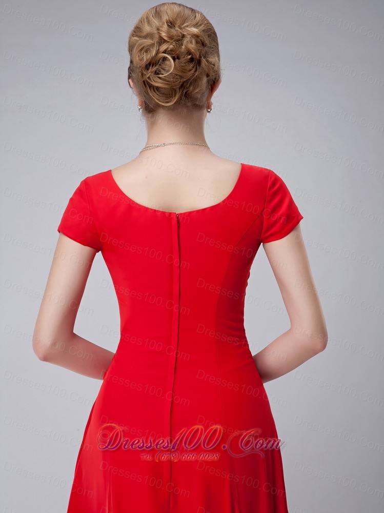 Red Chiffon Scoop Mother Of The Bride Dress