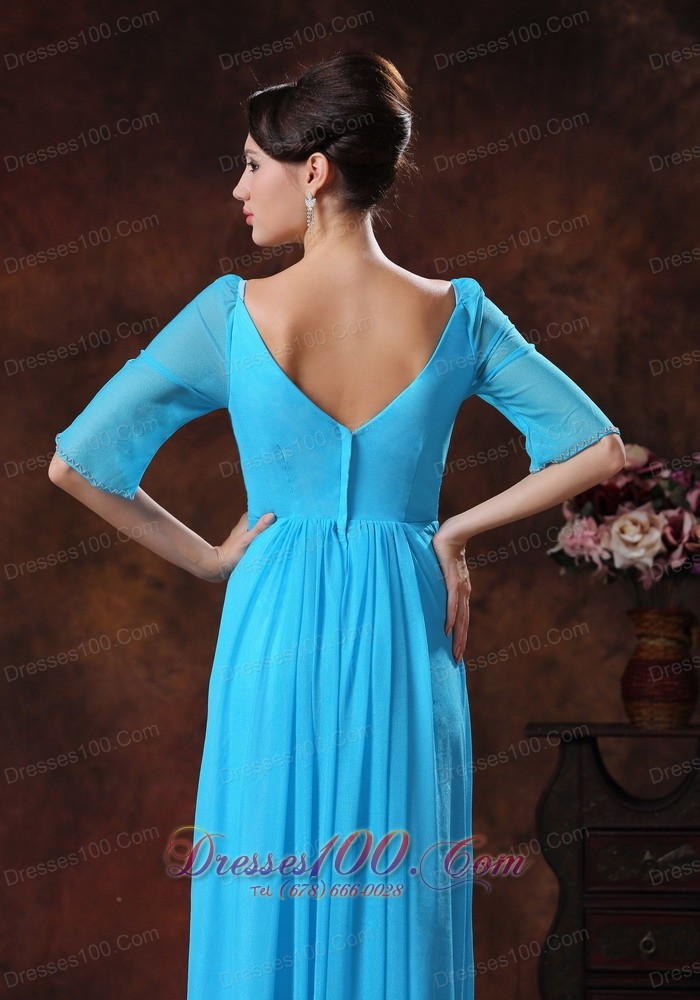 Square Sky Blue Mother Of The Bride Dress Beading