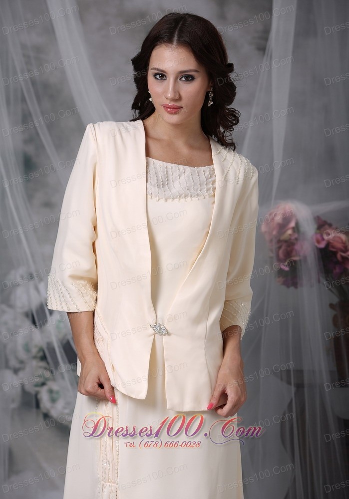 Champagne Mother Of The Bride Dress Chiffon Appliques