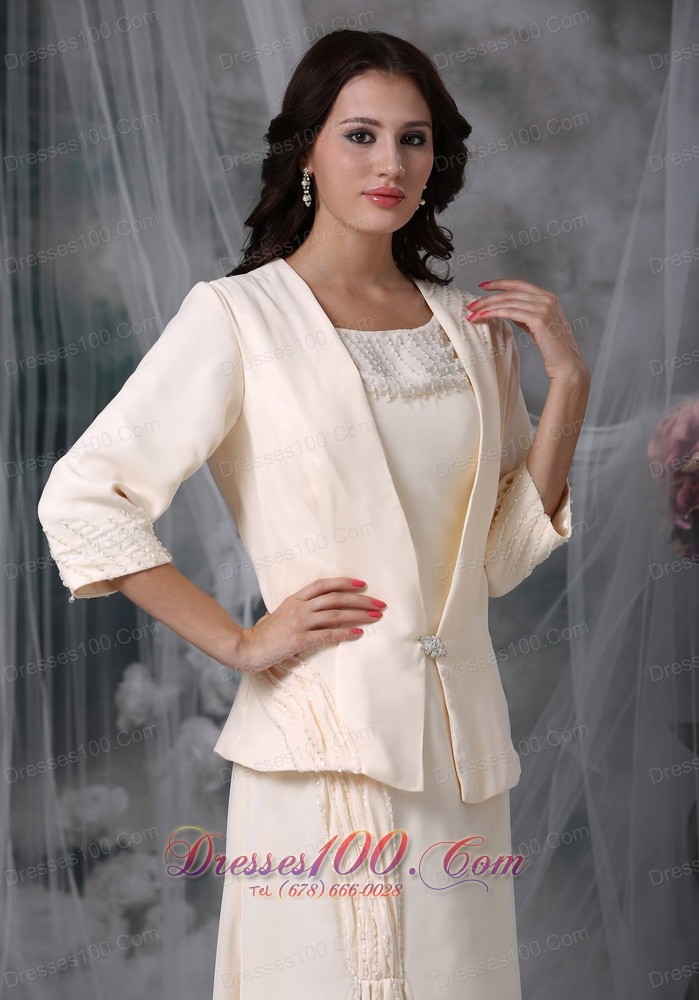 Champagne Mother Of The Bride Dress Chiffon Appliques