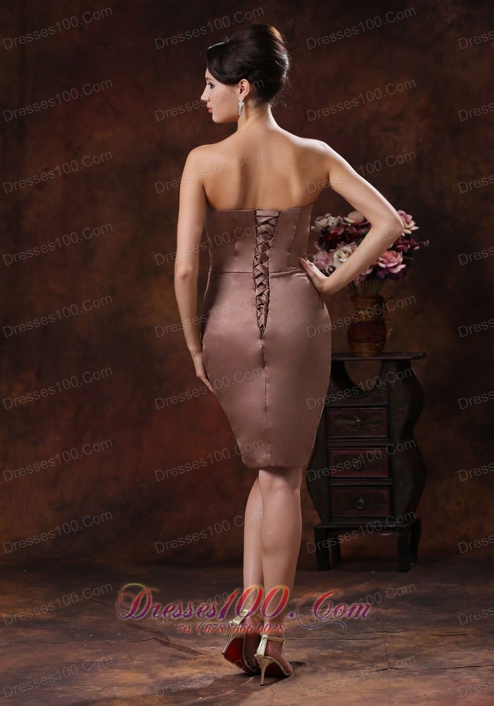 Brown Mother In Law Dresses Beaded Ruchings