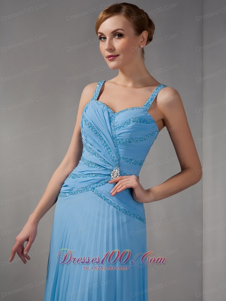 Teal Empire Mothers Dresses Straps Appliques Chiffon