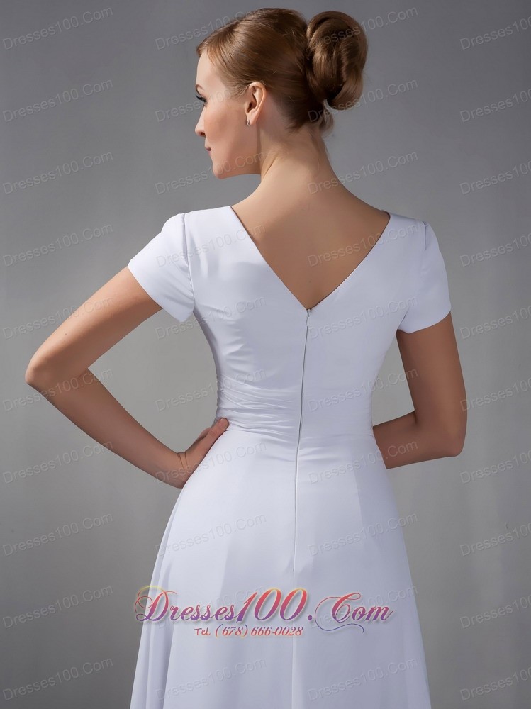 White Mothers Dresses Square Beading Chiffon