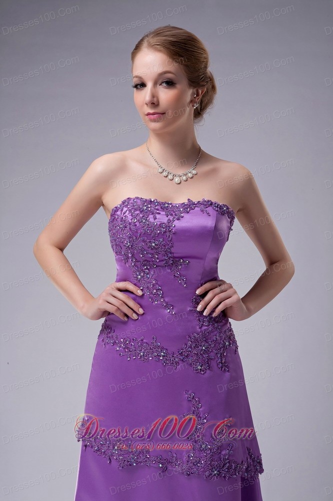Eggplant Purple Strapless Mother Of The Groom Dress