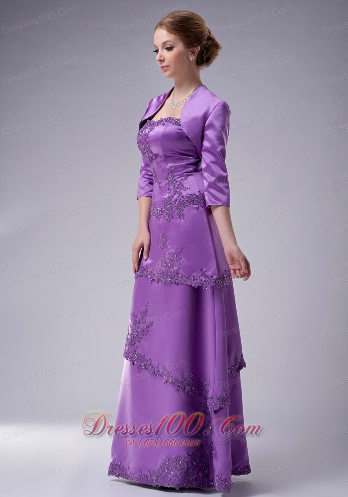 Eggplant Purple Strapless Mother Of The Groom Dress