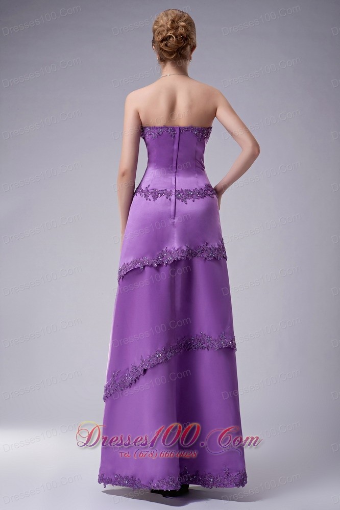 Eggplant Purple Strapless Mother Of The Groom Dress