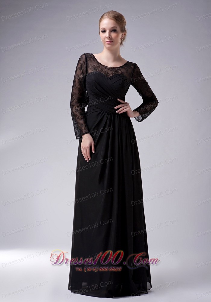 Black Empire Scoop Mother Of The Bride Dress Chiffon