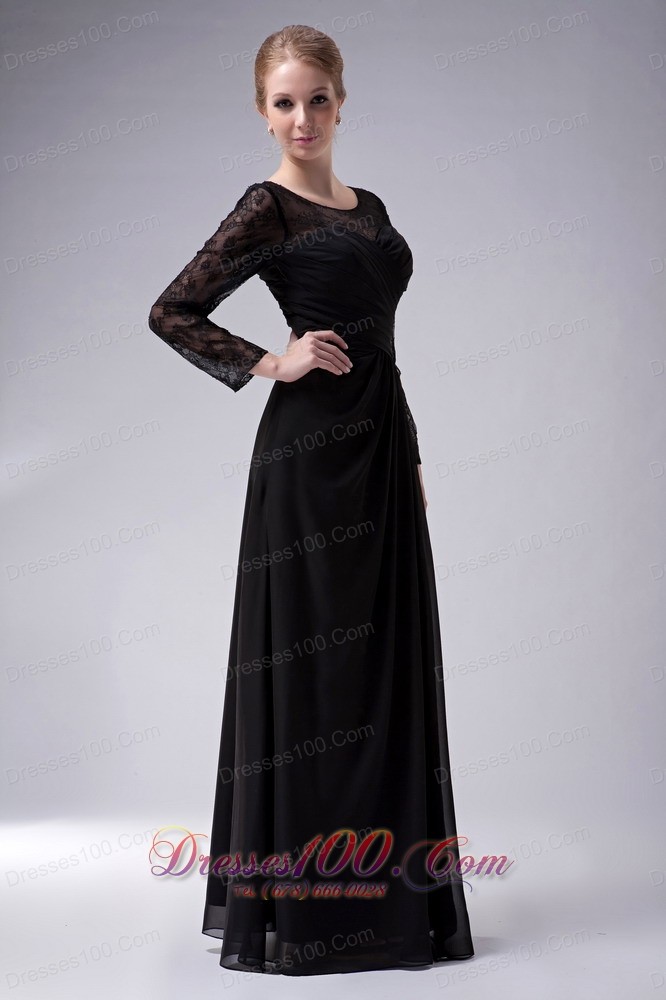 Black Empire Scoop Mother Of The Bride Dress Chiffon