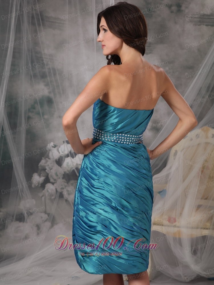 Turquoise Column Ruched Mom's Dress With Jacket