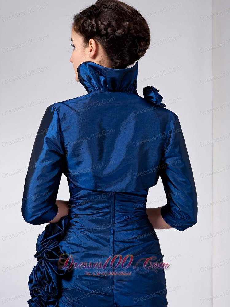 Navy Blue Mother Of Bride Dress Ruched And Ruffles