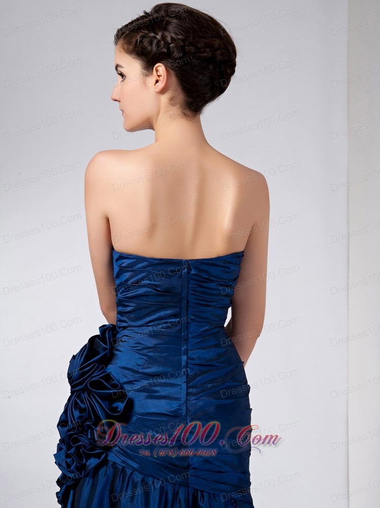 Navy Blue Mother Of Bride Dress Ruched And Ruffles