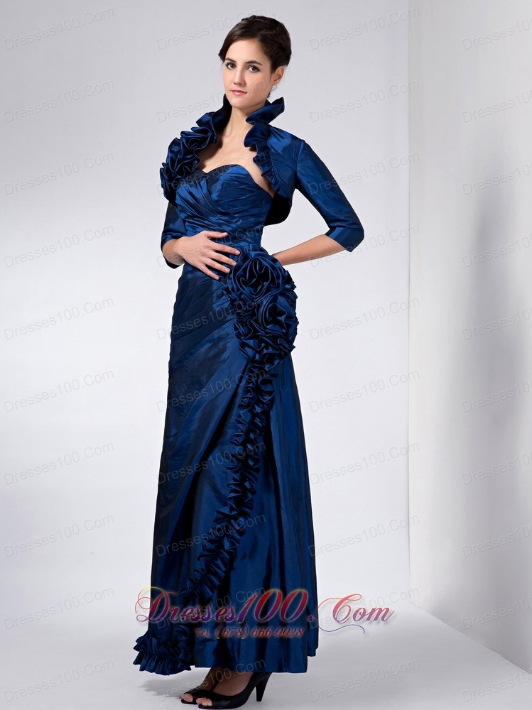 Navy Blue Mother Of Bride Dress Ruched And Ruffles