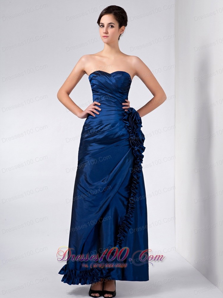Navy Blue Mother Of Bride Dress Ruched And Ruffles