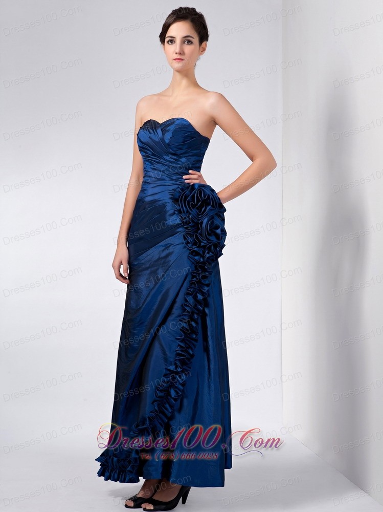 Navy Blue Mother Of Bride Dress Ruched And Ruffles