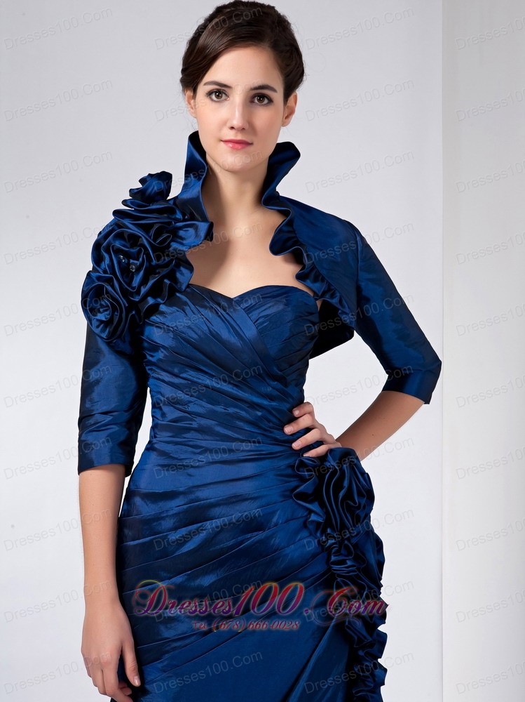 Navy Blue Mother Of Bride Dress Ruched And Ruffles