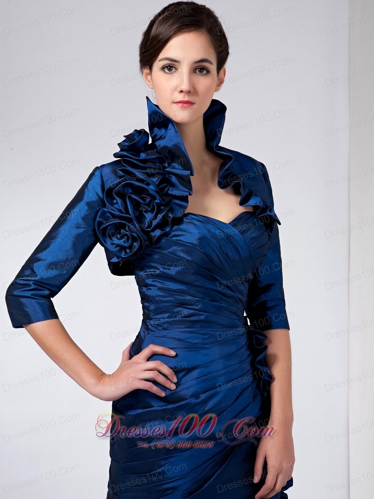 Navy Blue Mother Of Bride Dress Ruched And Ruffles