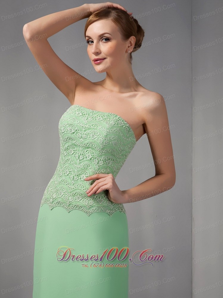 Apple Green Lace Ankle Length Mother Of Bridal Dress
