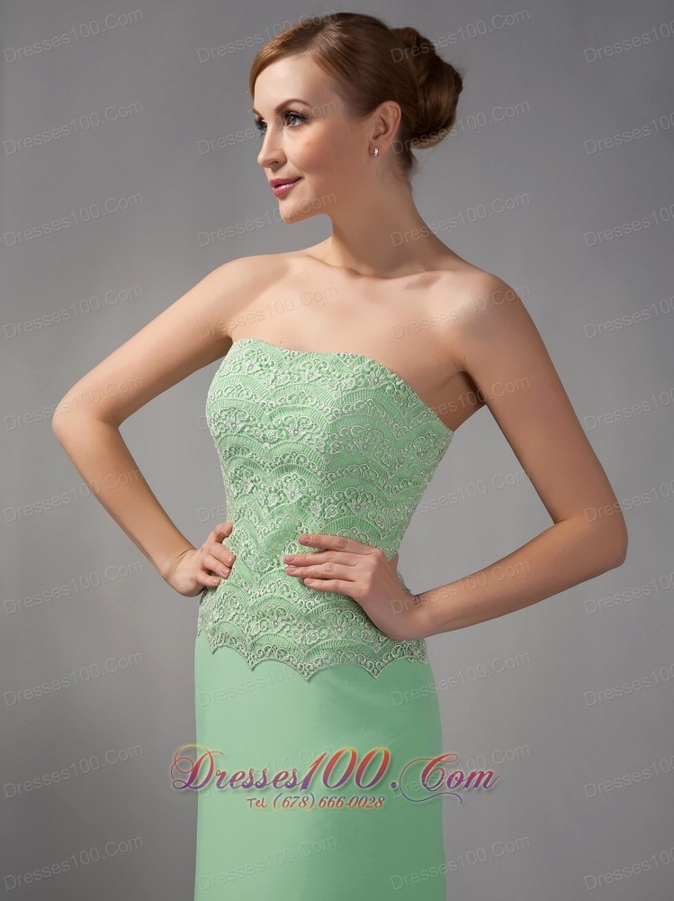 Apple Green Lace Ankle Length Mother Of Bridal Dress