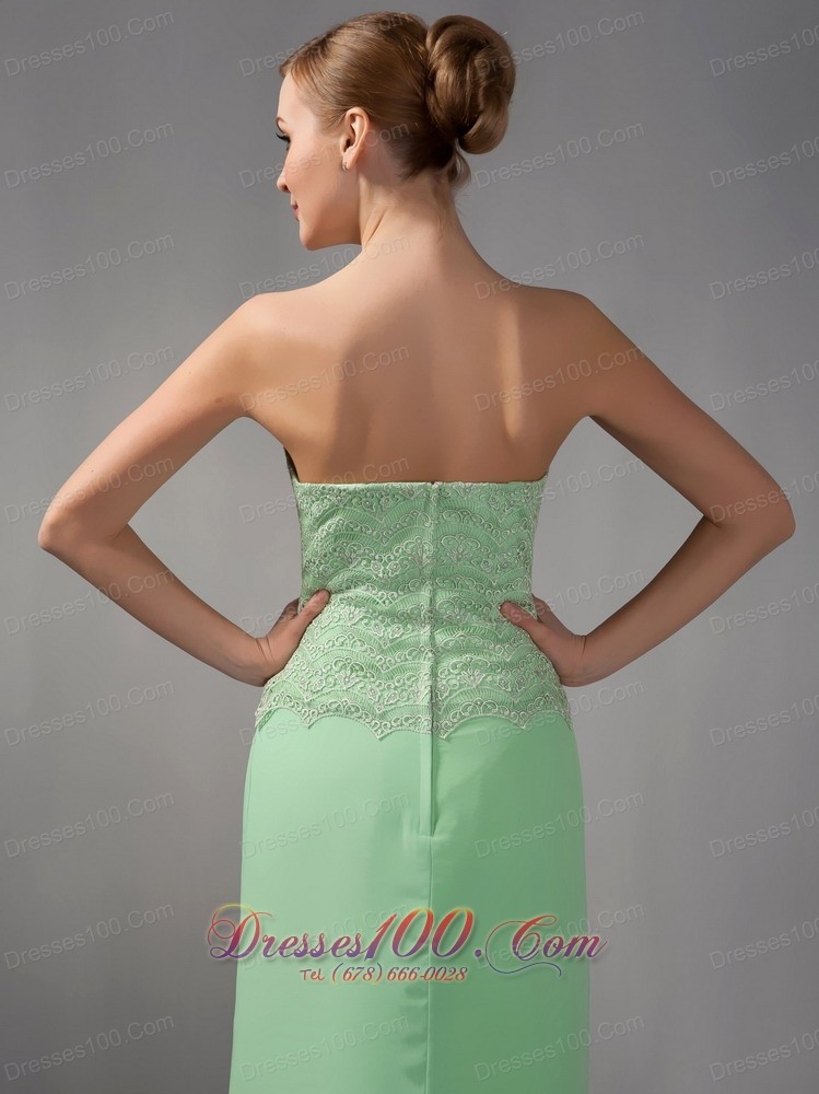 Apple Green Lace Ankle Length Mother Of Bridal Dress