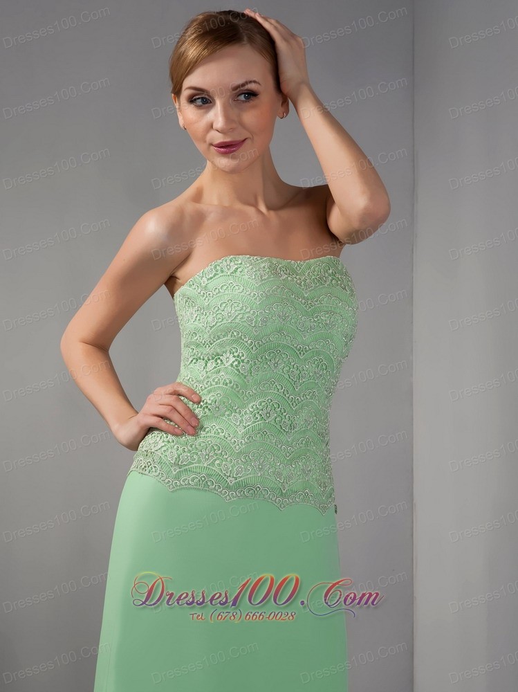 Apple Green Lace Ankle Length Mother Of Bridal Dress