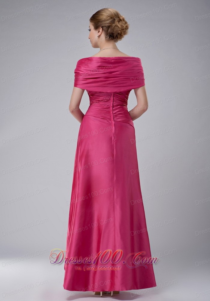 Off The Shoulder Pink Mothers Dress With Handle Flower