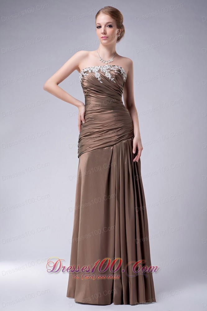 Ruched Brown Taffeta Mothers Dresses For Weddings