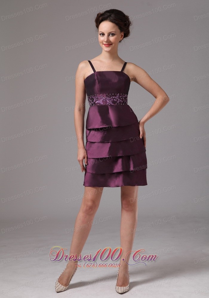 Layered Mother’s Dresses For Weddings Dark Purple Short