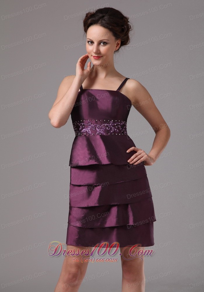 Layered Mother’s Dresses For Weddings Dark Purple Short