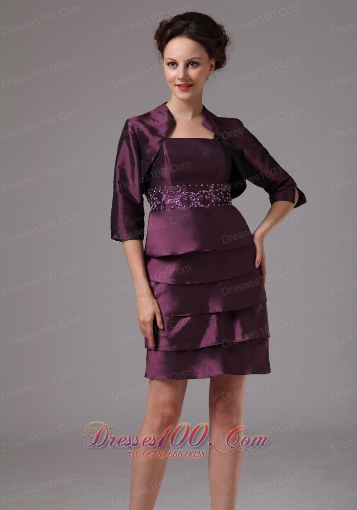 Layered Mother’s Dresses For Weddings Dark Purple Short
