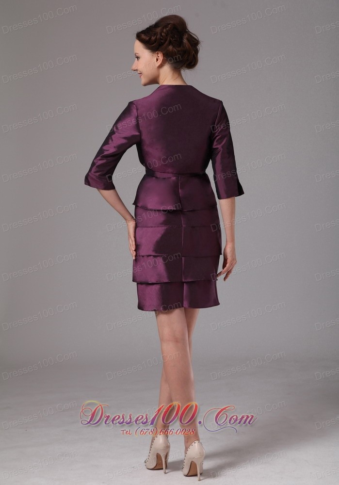Layered Mother’s Dresses For Weddings Dark Purple Short