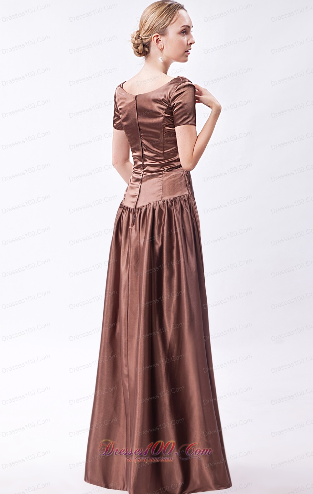 Short Sleeves Mother Of Bride Dress Scoop Neck