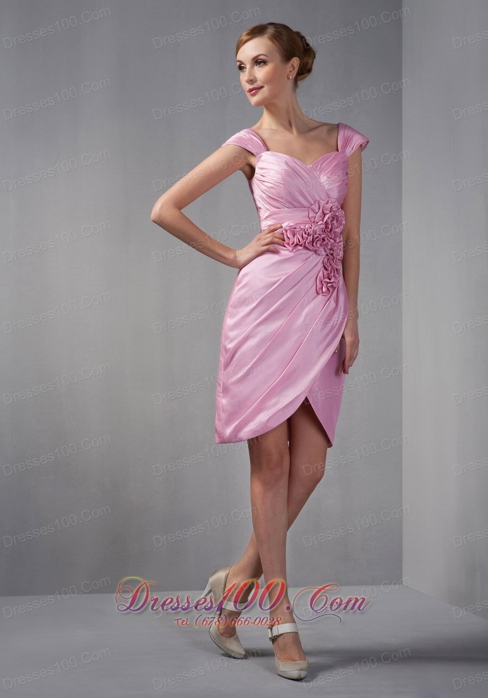 Cap Sleeves Hand Made Flowers Mother Of The Bride Dress