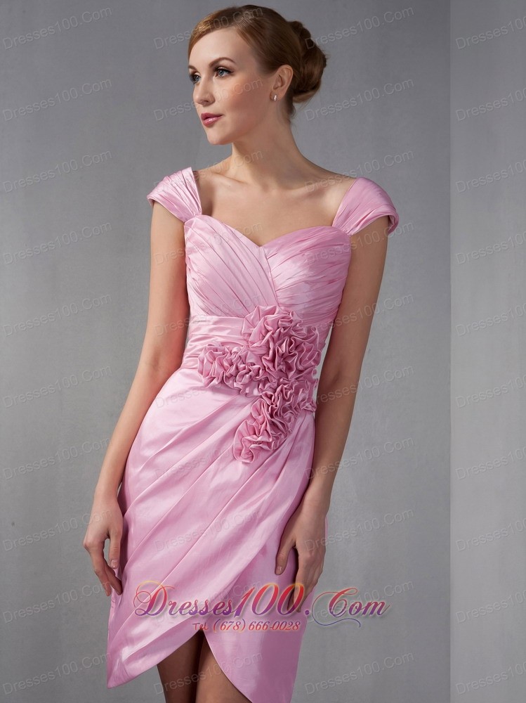 Cap Sleeves Hand Made Flowers Mother Of The Bride Dress